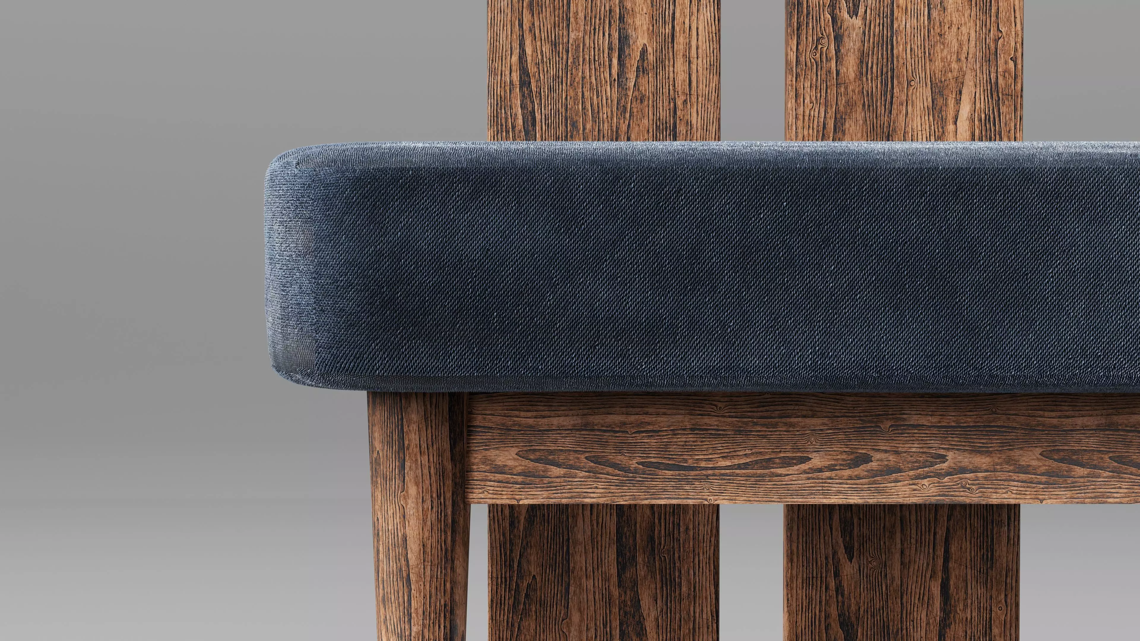 Modern Wooden Chair Low-poly 3D model_4