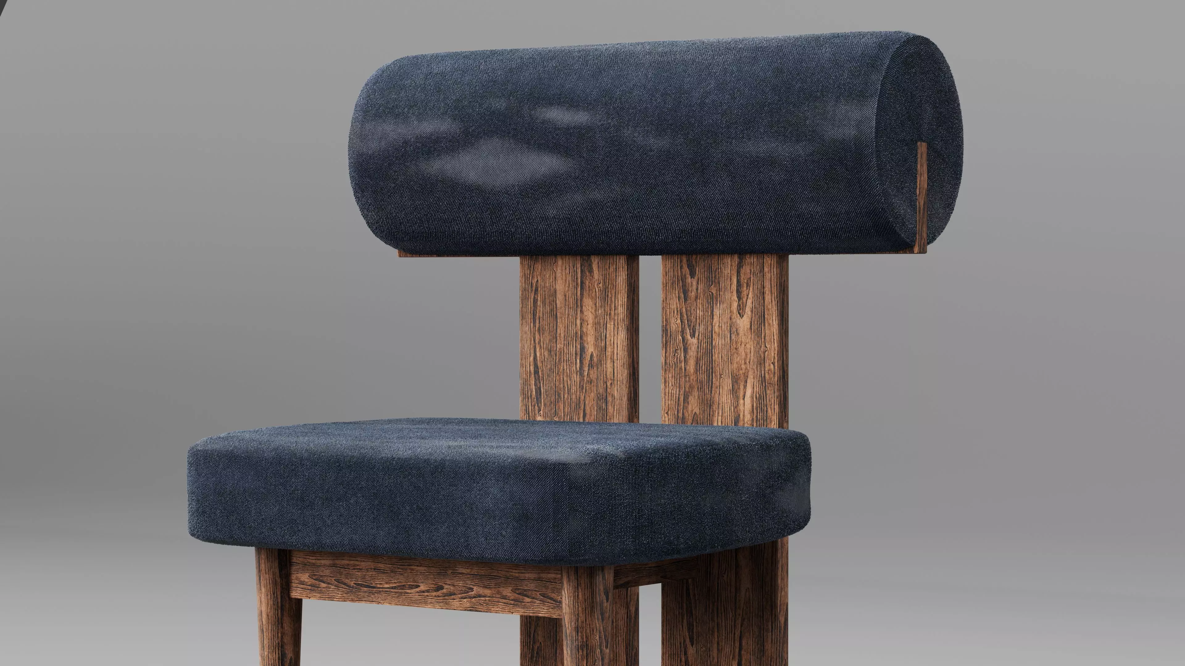 Modern Wooden Chair Low-poly 3D model_5