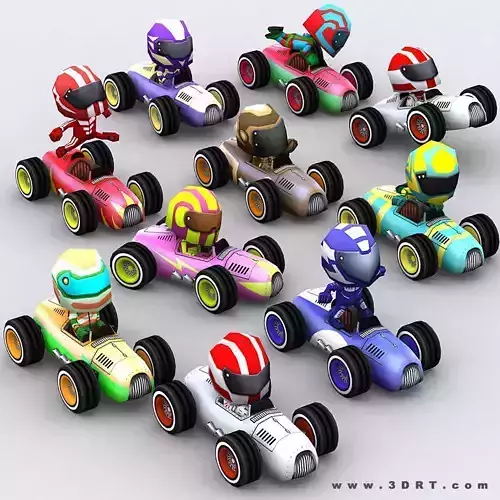 3DRT-Chibii racers - retro cars Low-poly 3D model