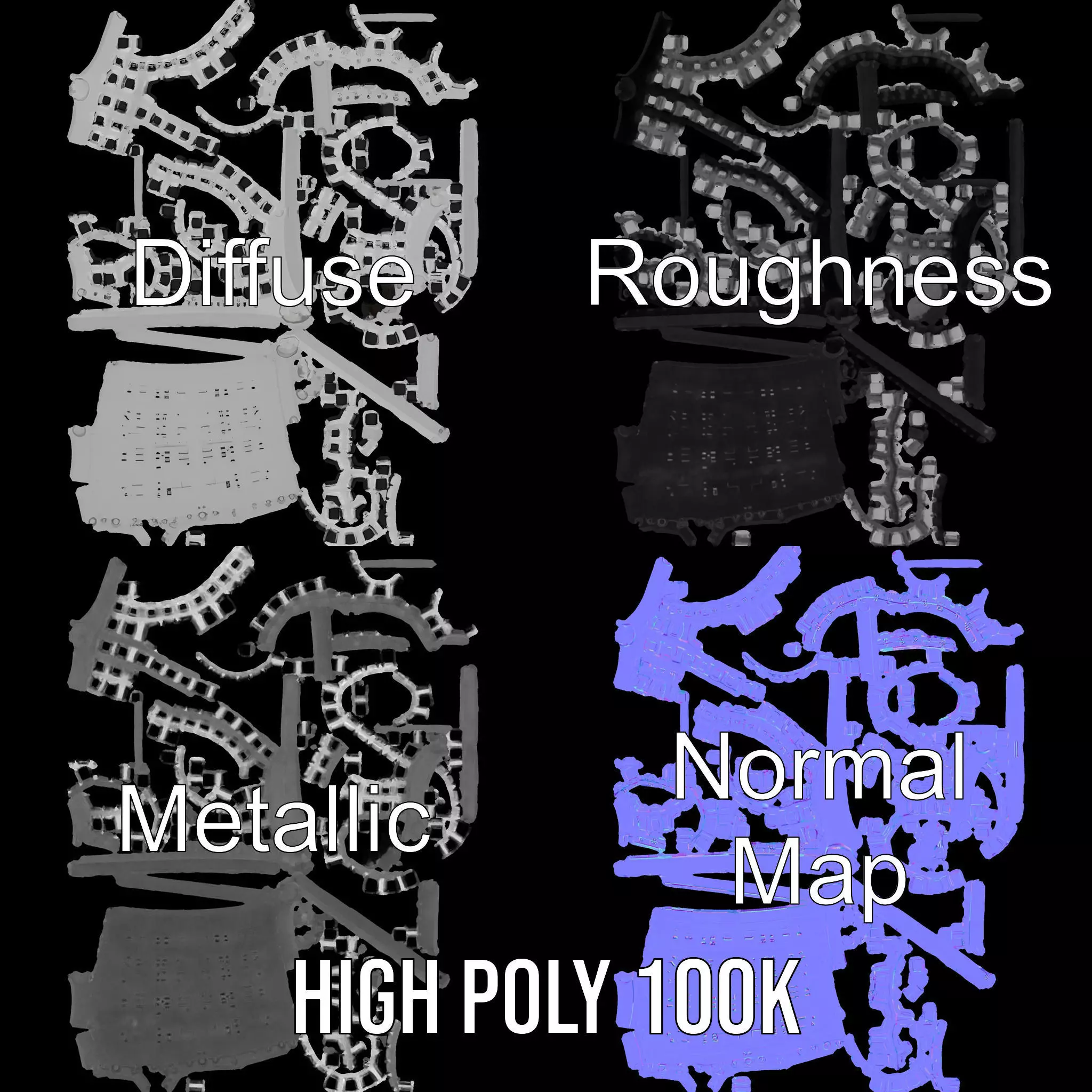 Industrial Grid Panel model pack Low-poly 3D model_3