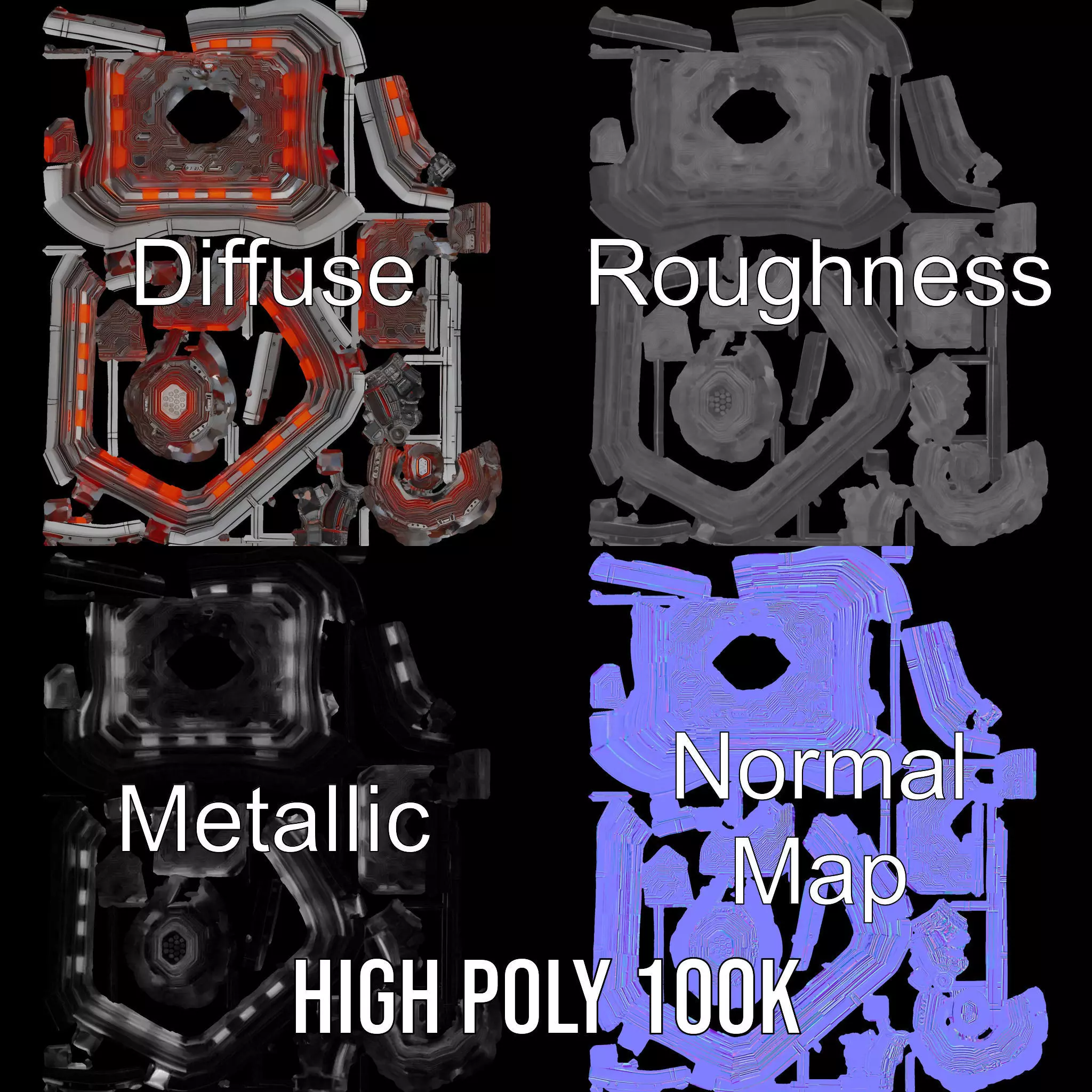 Futuristic Circuit Panel model pack Low-poly 3D model_3