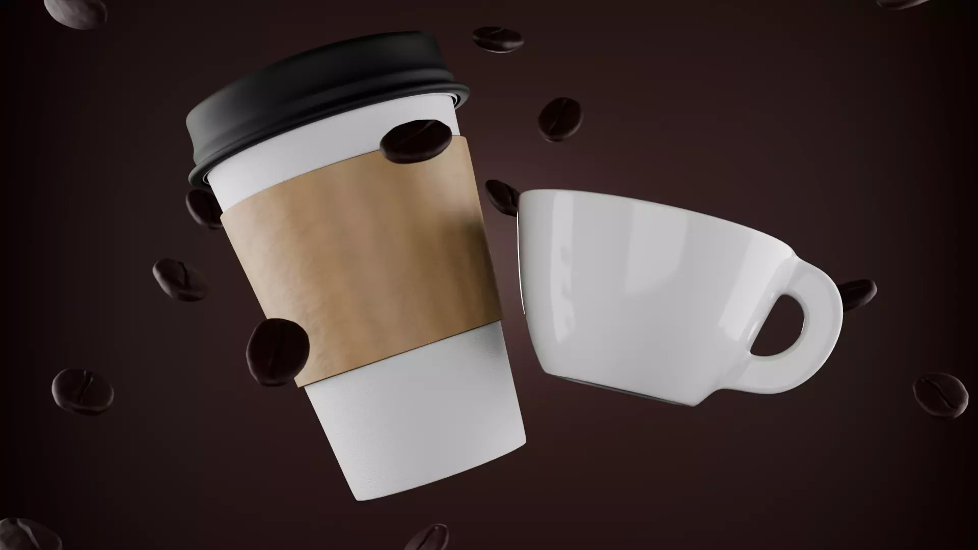 Coffee Mug and Paper Cup 3D  3D model_0