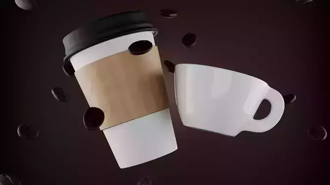 Coffee Mug and Paper Cup 3D 