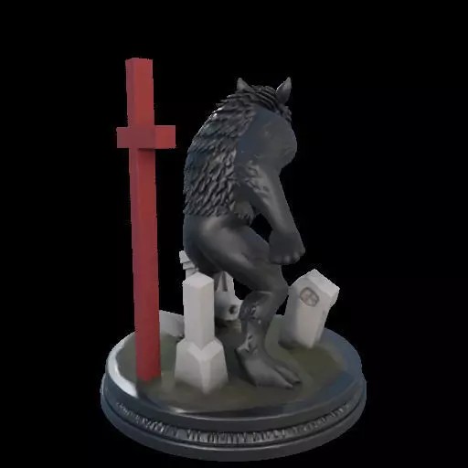 2222COLORFUL Werewolf Howling 3D Model magic 3D print model_27