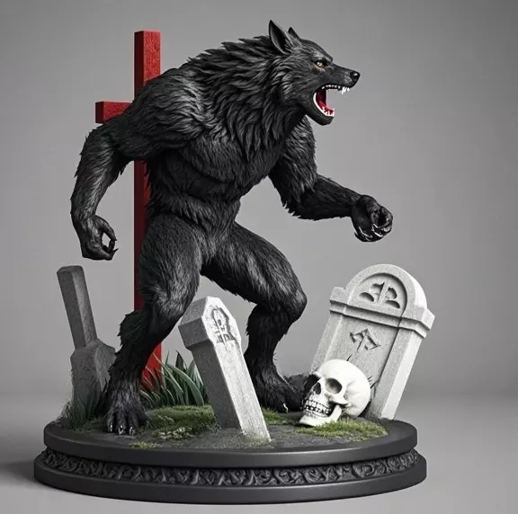 2222COLORFUL Werewolf Howling 3D Model magic 3D print model_33