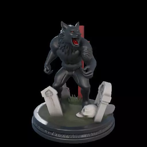 2222COLORFUL Werewolf Howling 3D Model magic 3D print model_18