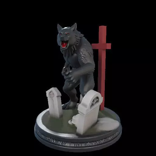 2222COLORFUL Werewolf Howling 3D Model magic 3D print model_15