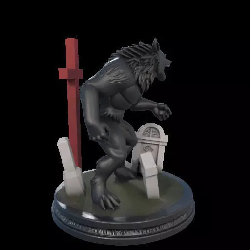 2222COLORFUL Werewolf Howling 3D Model magic 3D print model_23