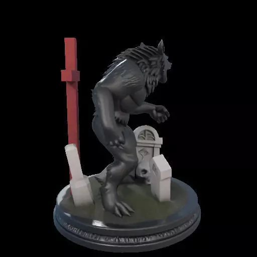 2222COLORFUL Werewolf Howling 3D Model magic 3D print model_24