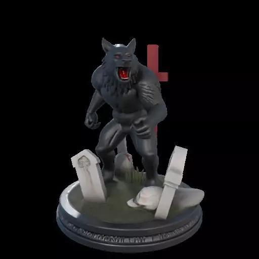 2222COLORFUL Werewolf Howling 3D Model magic 3D print model_17