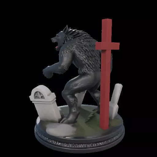 2222COLORFUL Werewolf Howling 3D Model magic 3D print model_7