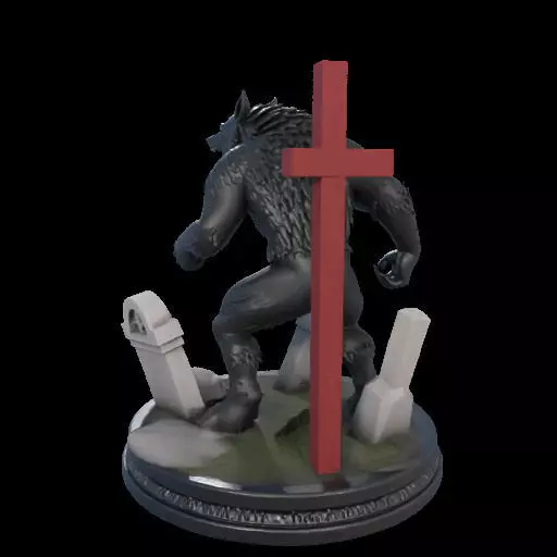 2222COLORFUL Werewolf Howling 3D Model magic 3D print model_5