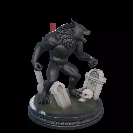 2222COLORFUL Werewolf Howling 3D Model magic 3D print model_22