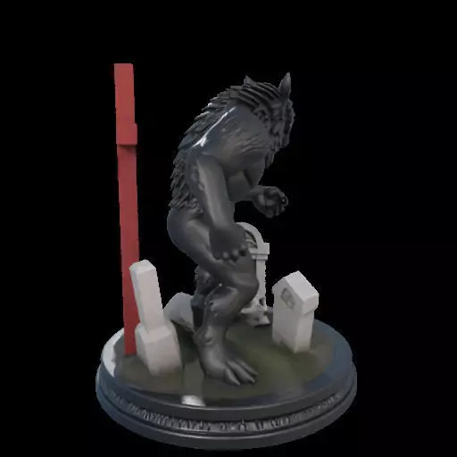 2222COLORFUL Werewolf Howling 3D Model magic 3D print model_25