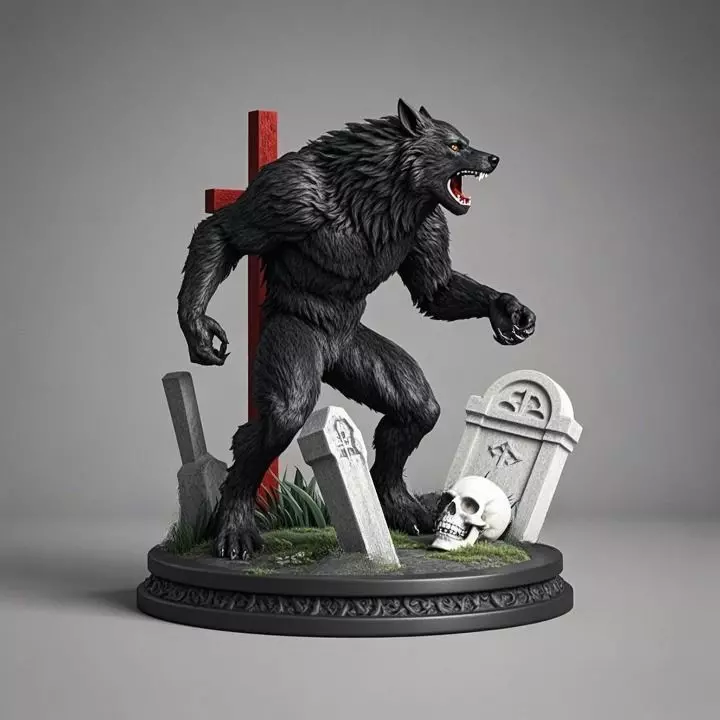 2222COLORFUL Werewolf Howling 3D Model magic 3D print model_30
