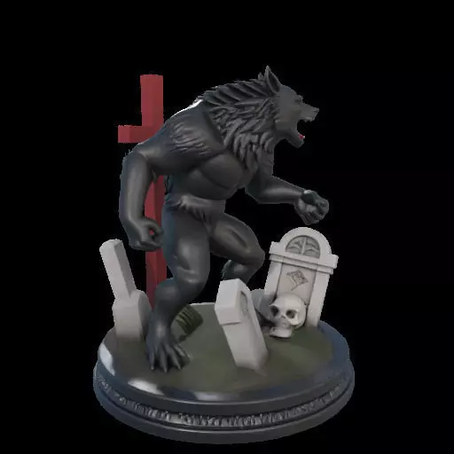 2222COLORFUL Werewolf Howling 3D Model magic 3D print model_1