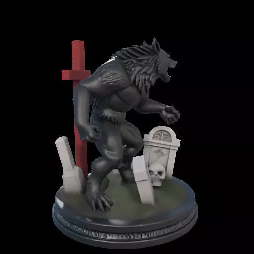 2222COLORFUL Werewolf Howling 3D Model magic 3D print model_12