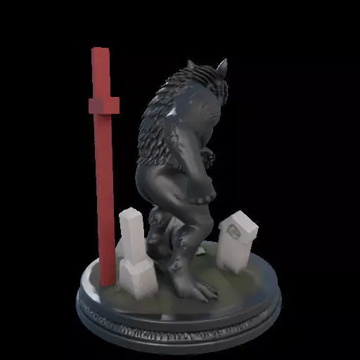 2222COLORFUL Werewolf Howling 3D Model magic 3D print model_26