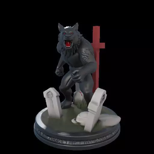 2222COLORFUL Werewolf Howling 3D Model magic 3D print model_16