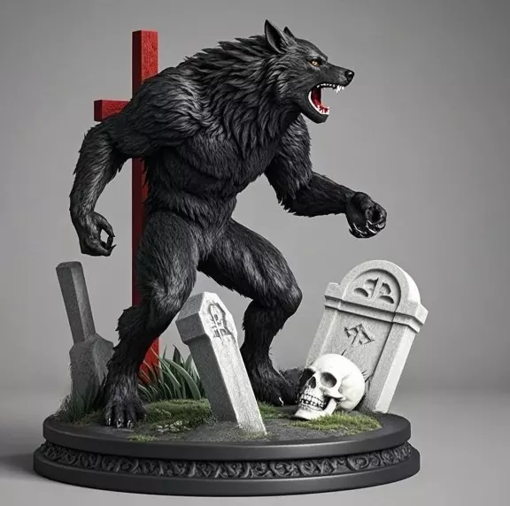 2222COLORFUL Werewolf Howling 3D Model magic 3D print model_35