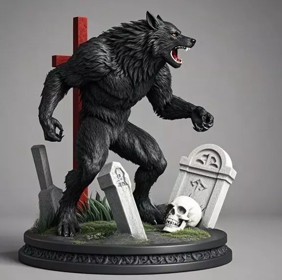 2222COLORFUL Werewolf Howling 3D Model magic 3D print model_34
