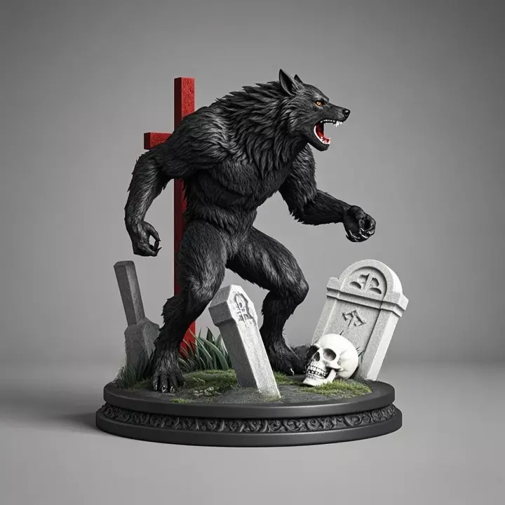 2222COLORFUL Werewolf Howling 3D Model magic 3D print model_31