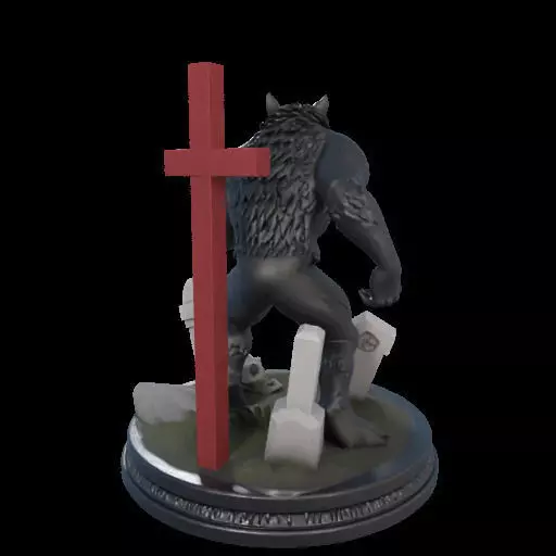 2222COLORFUL Werewolf Howling 3D Model magic 3D print model_29