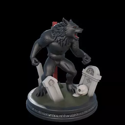 2222COLORFUL Werewolf Howling 3D Model magic 3D print model_21