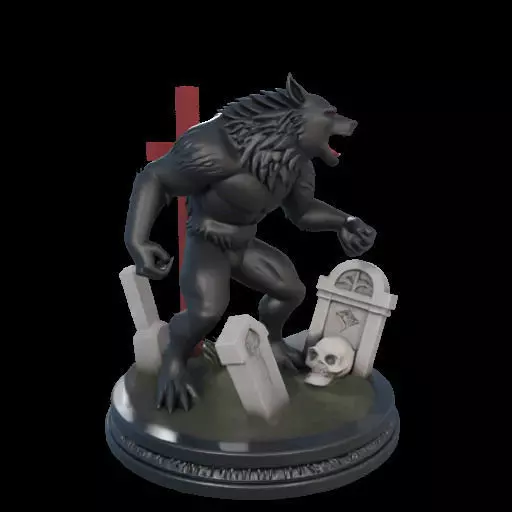 2222COLORFUL Werewolf Howling 3D Model magic 3D print model_0