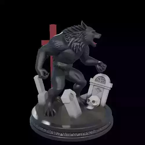 2222COLORFUL Werewolf Howling  3D Model  magic