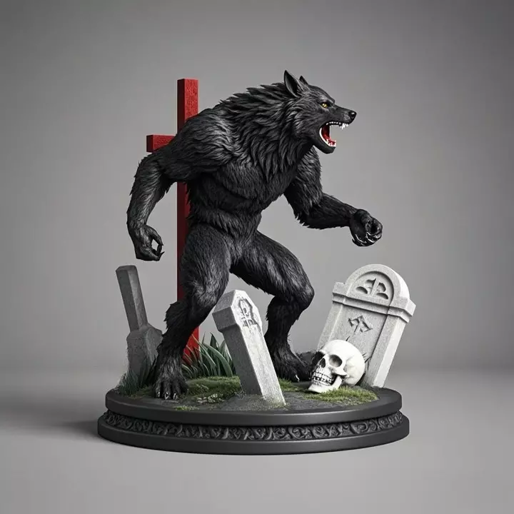 2222COLORFUL Werewolf Howling 3D Model magic 3D print model_32