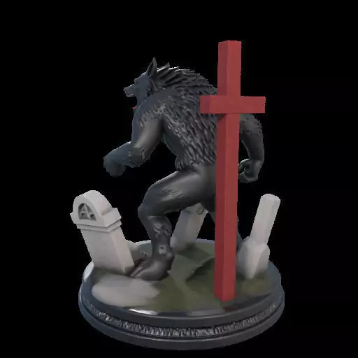2222COLORFUL Werewolf Howling 3D Model magic 3D print model_6