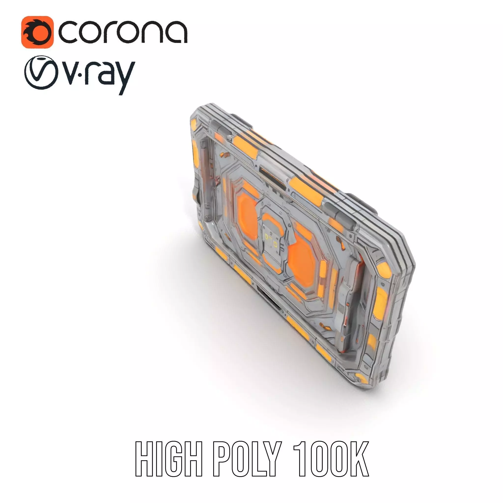 Futuristic Orange Panel model pack Low-poly 3D model_18