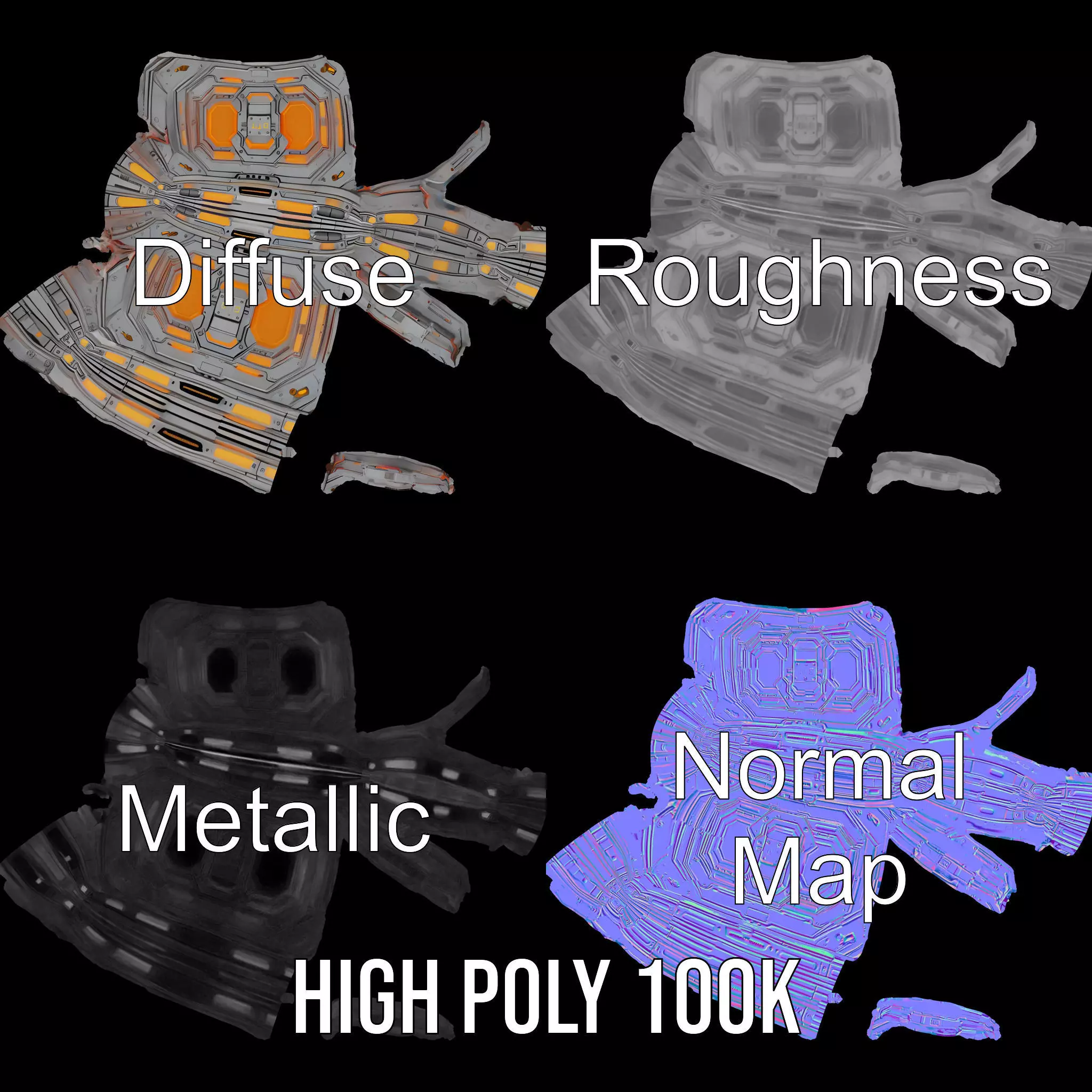 Futuristic Orange Panel model pack Low-poly 3D model_3