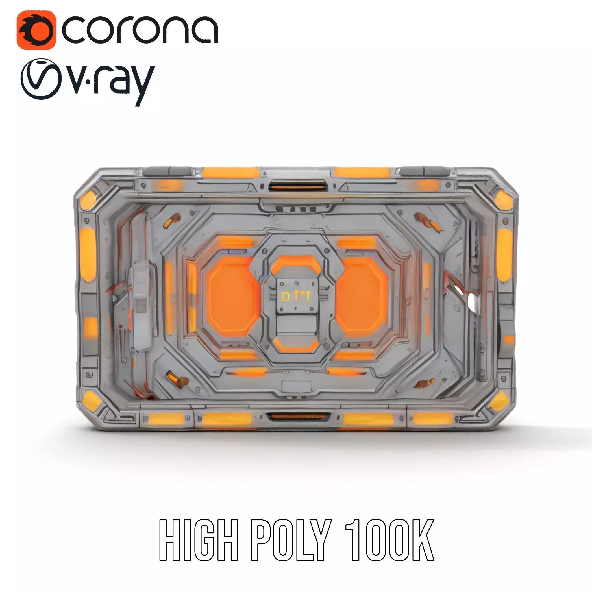 Futuristic Orange Panel model pack Low-poly 3D model_15