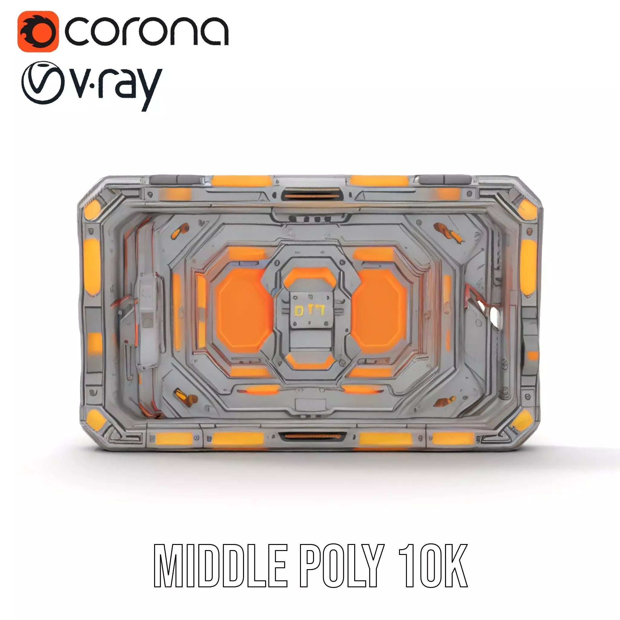 Futuristic Orange Panel model pack Low-poly 3D model_10