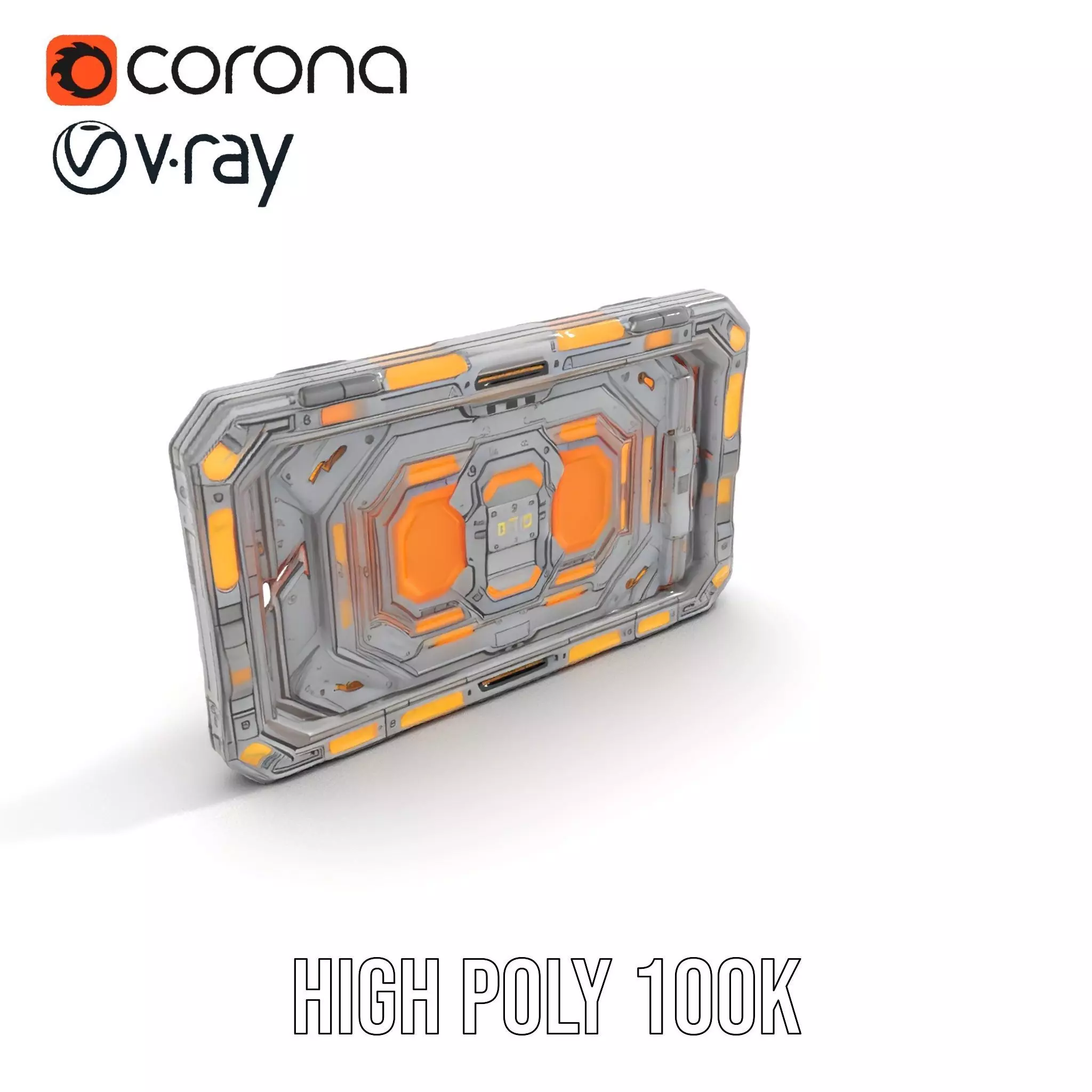Futuristic Orange Panel model pack Low-poly 3D model_25