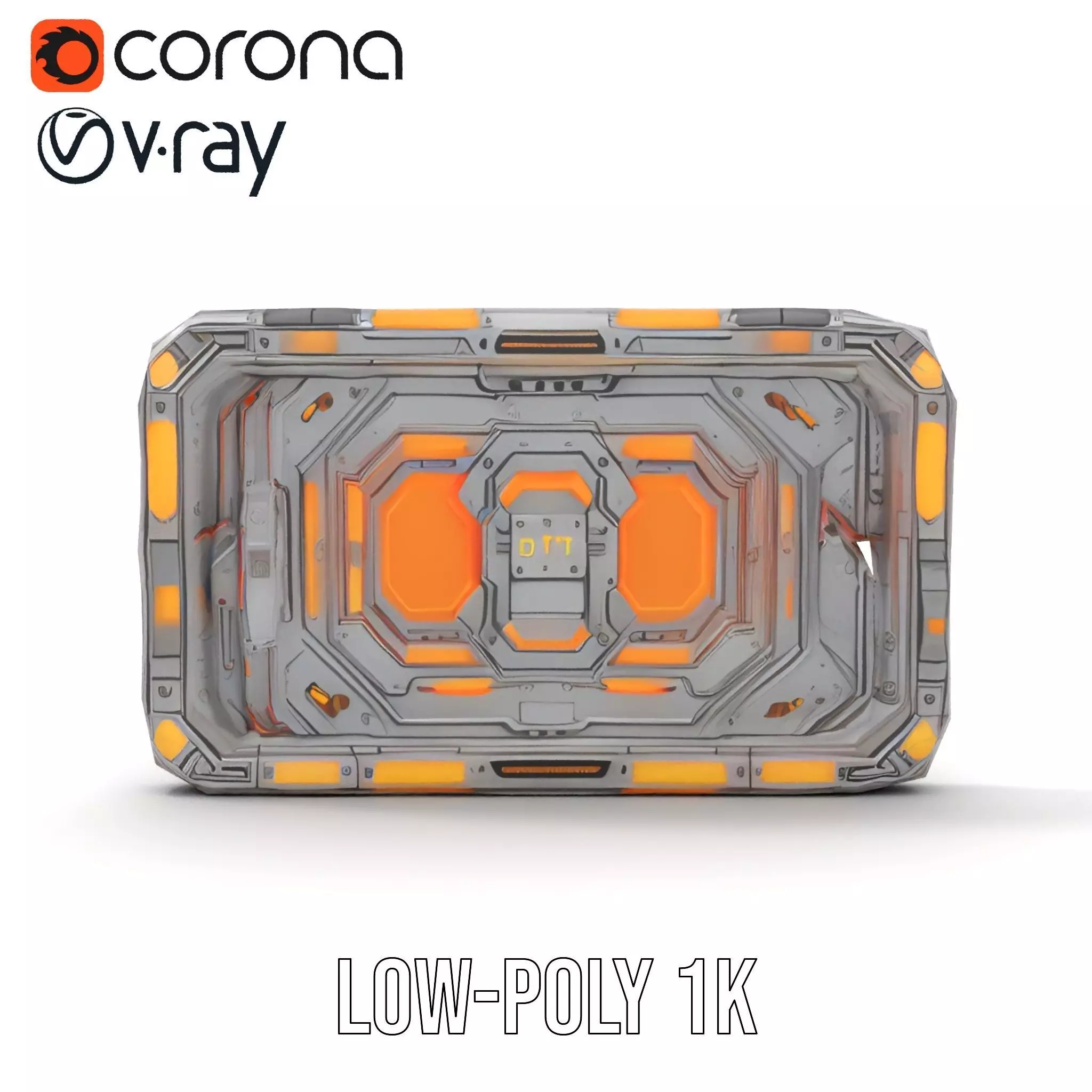 Futuristic Orange Panel model pack Low-poly 3D model_20