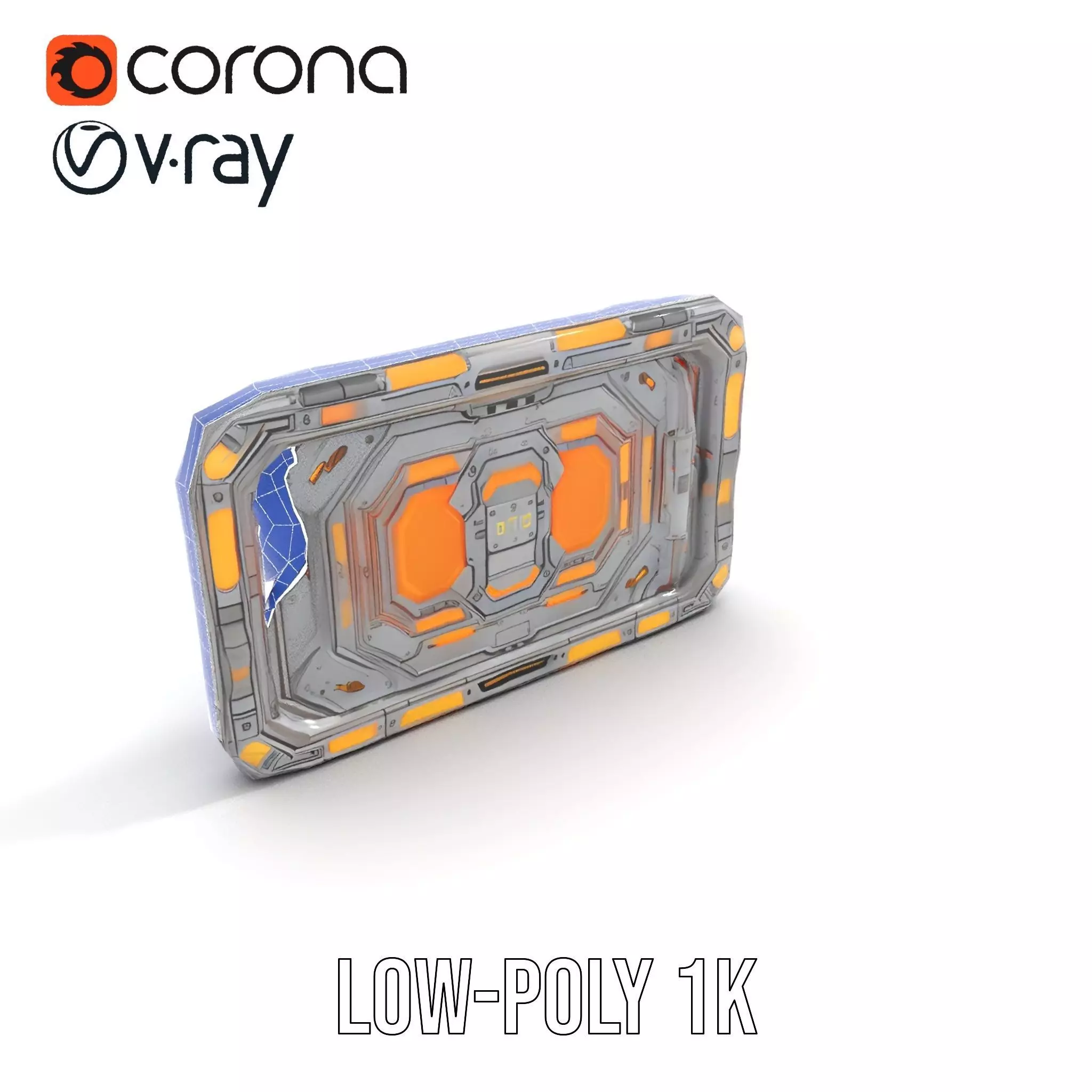Futuristic Orange Panel model pack Low-poly 3D model_24