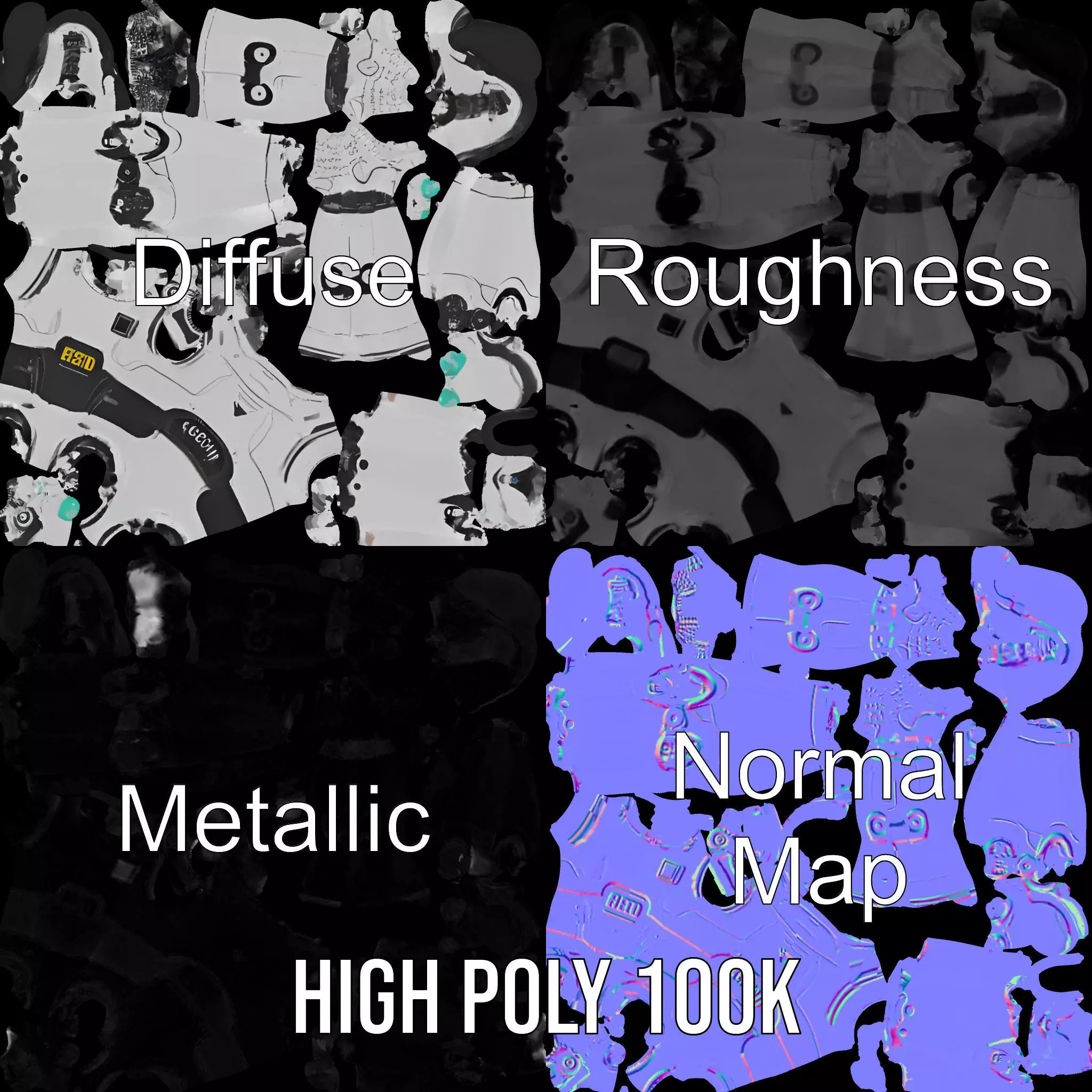 Advanced Silver Robot model pack Low-poly 3D model_3