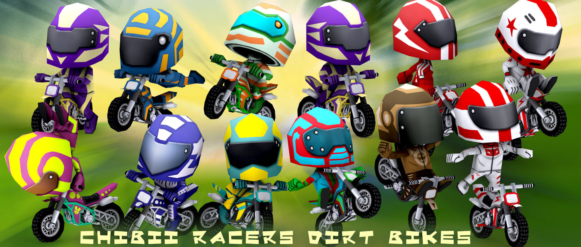 3DRT-Chibii racers - Dirt bikes Low-poly 3D model_2