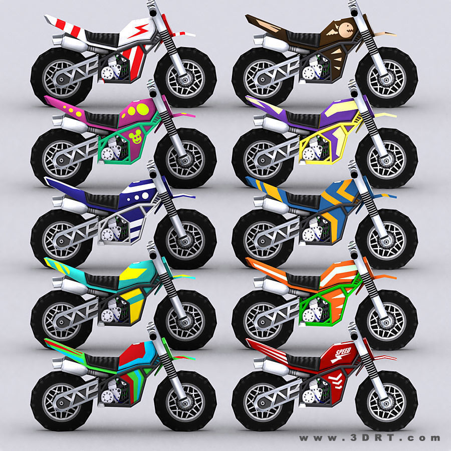 3DRT-Chibii racers - Dirt bikes Low-poly 3D model_3
