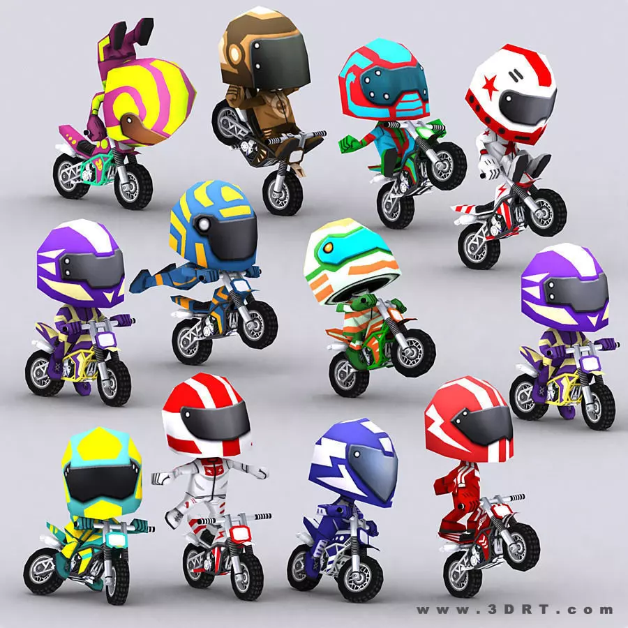 3DRT-Chibii racers - Dirt bikes Low-poly 3D model_0