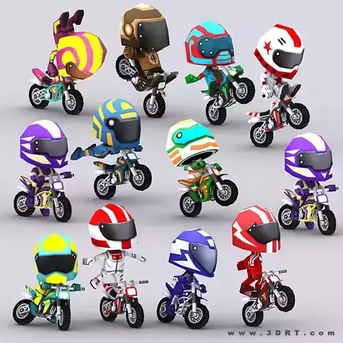3DRT-Chibii racers - Dirt bikes Low-poly 3D model