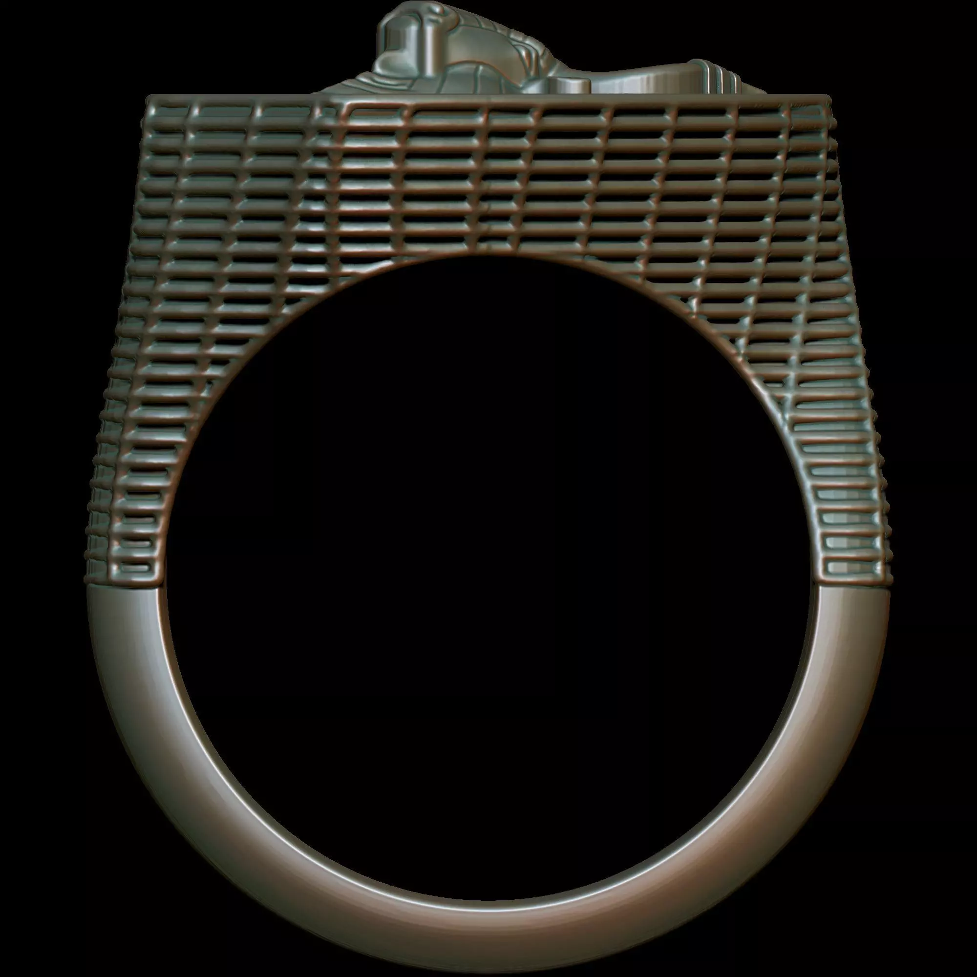 Bull Textured Ring 3D print model_3