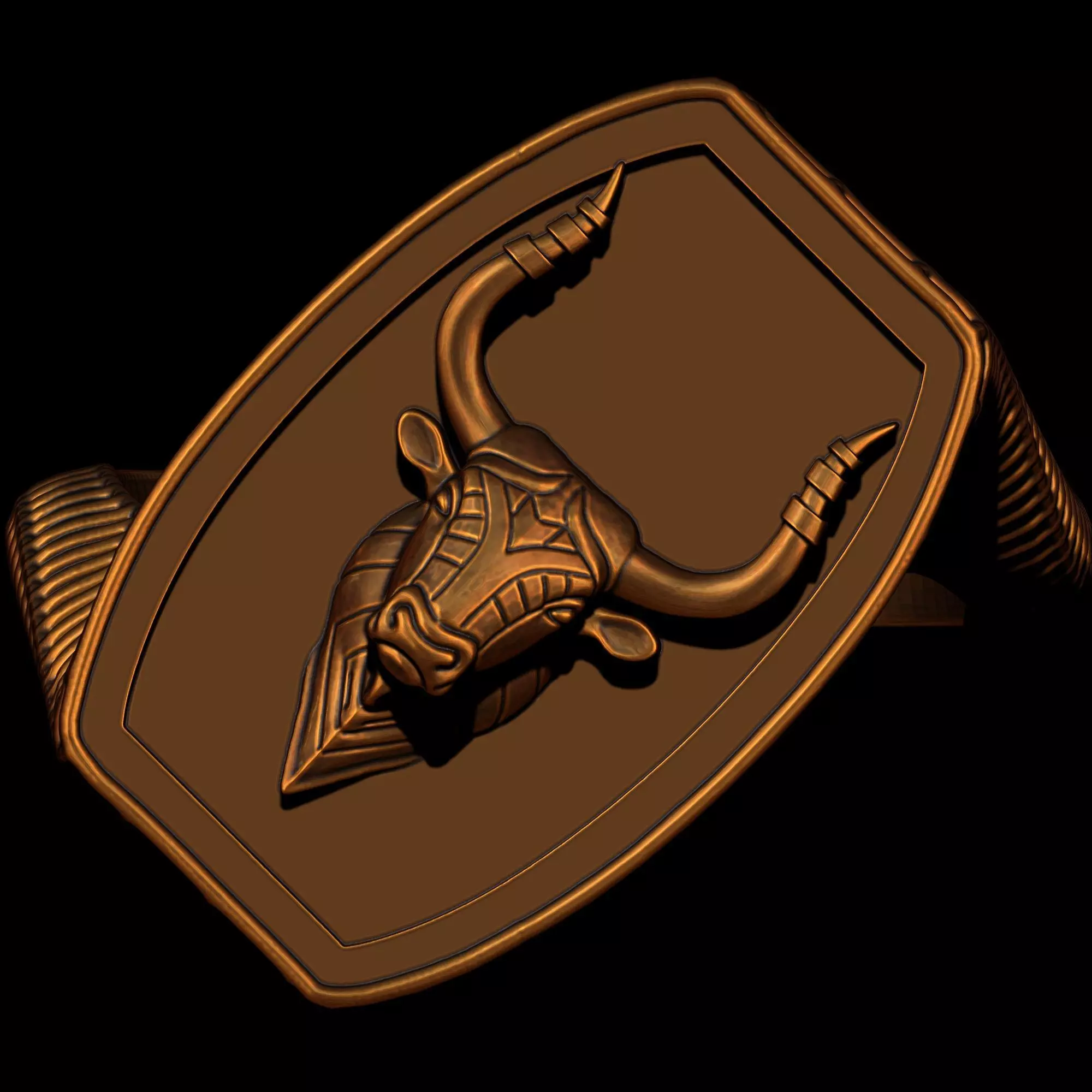 Bull Textured Ring 3D print model_0