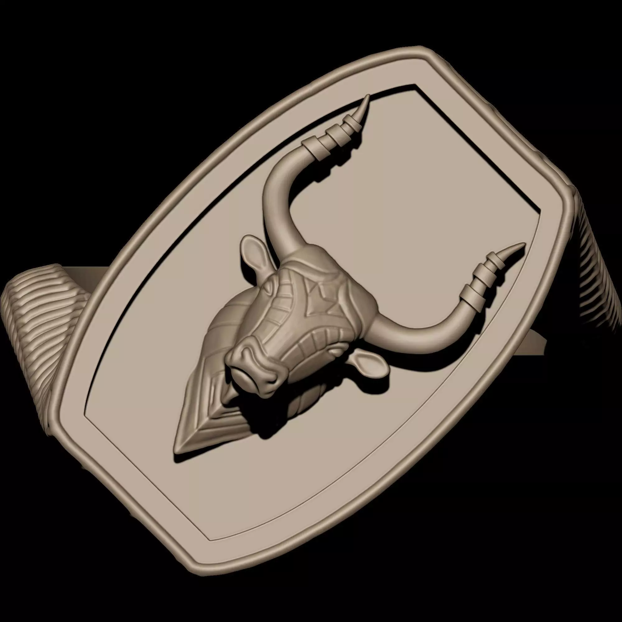 Bull Textured Ring 3D print model_1