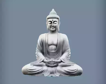 Peaceful White Seated Buddha 3D Model Sculpture