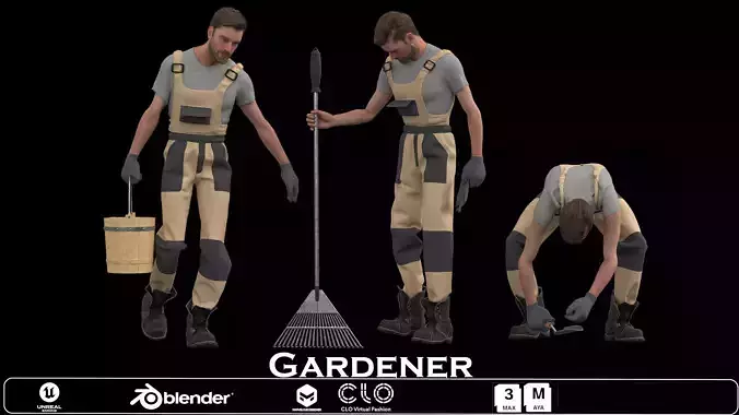 Gardener in 3poses 3D model