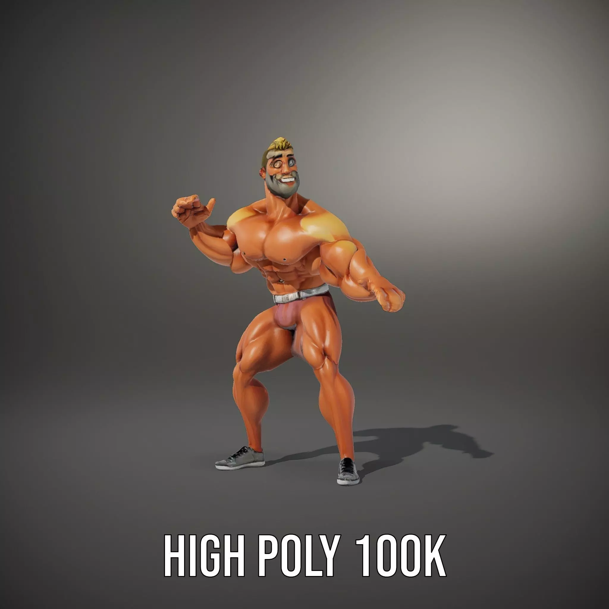 Muscular Character Hero model pack Low-poly 3D model_10